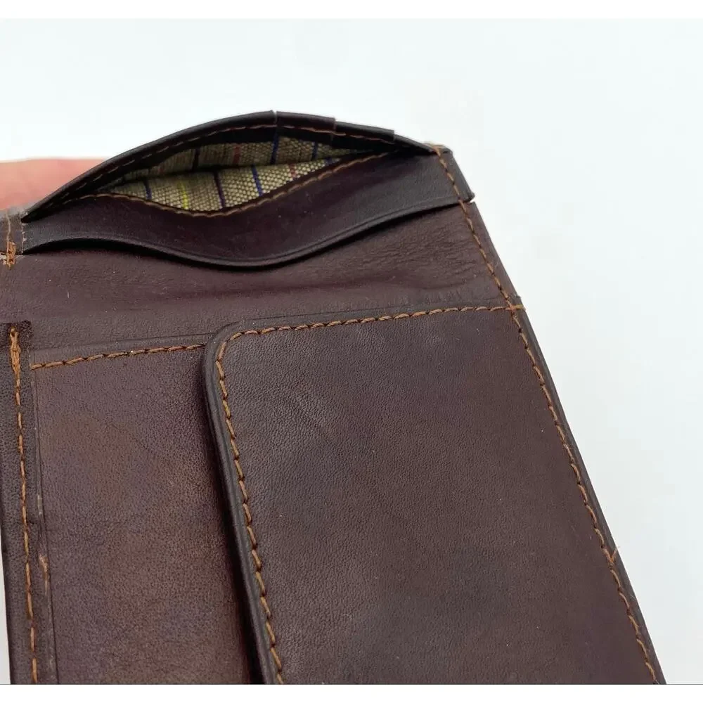 Vintage Liz Claiborne Mens Leather Wallet Dark Brown Bi Fold Like New